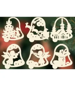 Ratags, décos de Noël lumineuses en bois 6 Clochettes De Noël En Bois Avec Motifs - Set N° 19