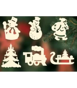 Ratags, décos de Noël lumineuses en bois 6 Figurines De Noël En Bois Pour Sapin - Set N° 2