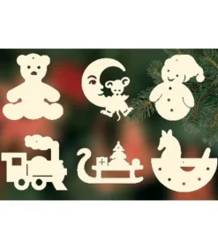Ratags, décos de Noël lumineuses en bois 6 Jouets En Bois Pour La Décoration Du Sapin - Set N° 5