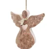 Waldfabrik, photophore en bois et étoile sapin de Noël Ange De Noël A Suspendre Avec Un Coeur, 6,5 Cm