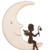 Waldfabrik, photophore en bois et étoile sapin de Noël Ange Metal Assis Sur Une Lune, 12 Cm