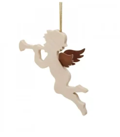 Waldfabrik, photophore en bois et étoile sapin de Noël Ange Pour Sapin En Bois D'Erable Avec Trompette