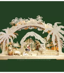 Ratags, décos de Noël lumineuses en bois Arche Lumineuse Electrique Led, Personnages Crèche De Noël En Bois Cisele Peint