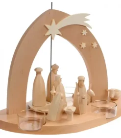 Schalling, crèche moderne Arche Pyramide Moderne De Noël En Bois D'Aulne