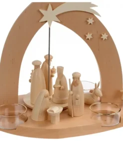 Schalling, crèche moderne Arche Pyramide Moderne De Noël En Bois D'Aulne