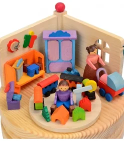 Graupner, décoration de sapin de Noël, Déco Noël enfant Boite A Musique En Bois, Maman Et Ses 2 Enfants