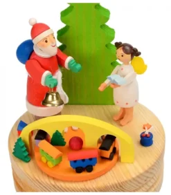Graupner, décoration de sapin de Noël, Déco Noël enfant Boite A Musique En Bois, Père Noël Et Ange Blanc