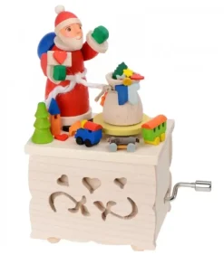 Graupner, décoration de sapin de Noël, Déco Noël enfant Boite A Musique Enfant A Manivelle, Père Noël Et Jouets