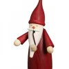 Seiffener Volkskunst Bonhomme Fumeur Père Noël Manteau Rouge