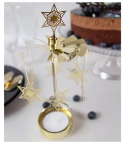 Pluto Produkter, déco de Noël Scandinave Bougeoir Carrousel Etoiles Dorees