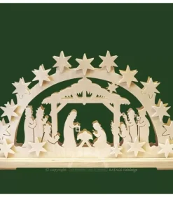 Ratags, décos de Noël lumineuses en bois Bougeoir Electrique Led Crèche Lumineuse En Bois