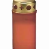 Ewa Kerzen, bougies de Noël et bougies de l'Avent Bougie Cimetiere Rouge Avec Couvercle Dore, 12 Cm