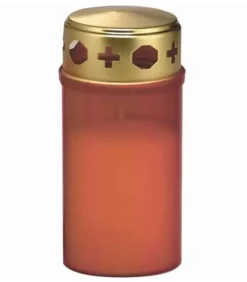 Ewa Kerzen, bougies de Noël et bougies de l'Avent Bougie Cimetiere Rouge Avec Couvercle Dore, 12 Cm