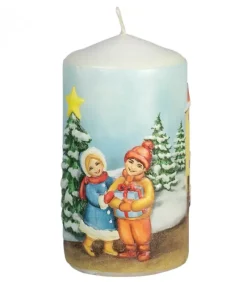 Ewa Kerzen, bougies de Noël et bougies de l'Avent Bougie Décorative De Noël, Motif Vintage Enfant Et Village