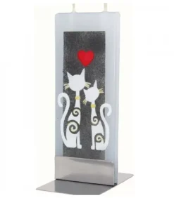 Flatyz, bougie décorative scandinave Bougie Décorative Motif Chats Et Coeur