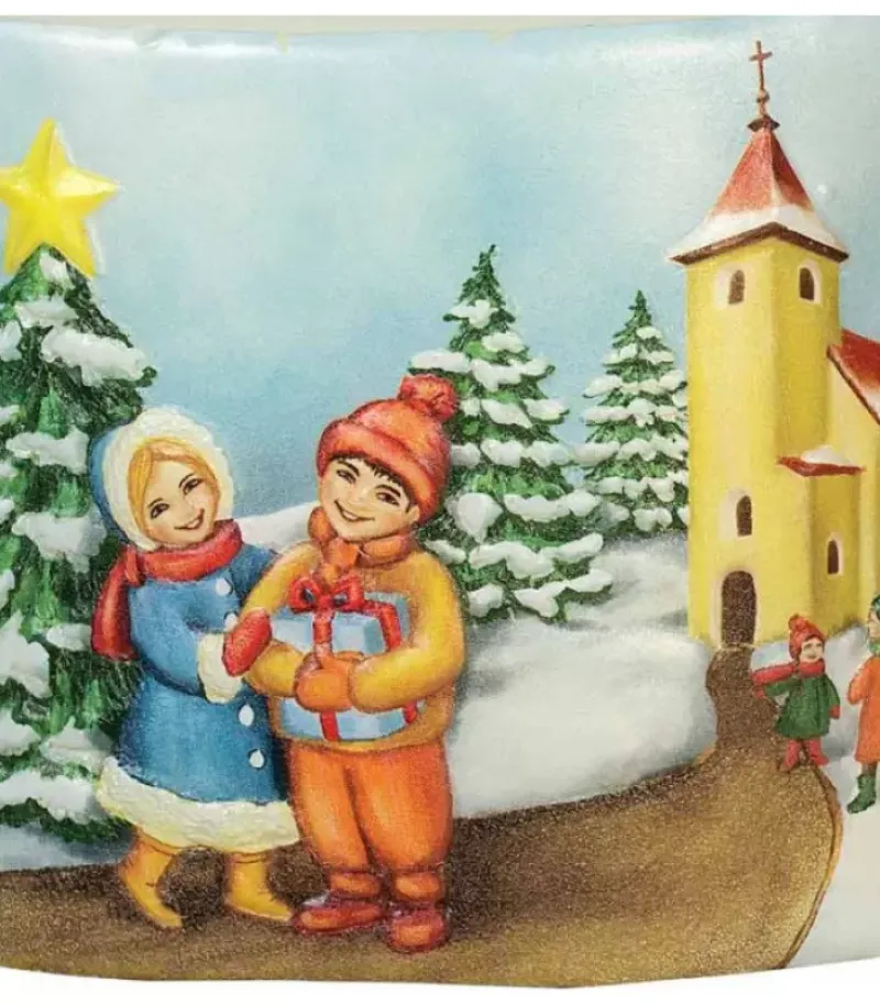 Ewa Kerzen, bougies de Noël et bougies de l'Avent Bougie De Noël Vintage Scene Enfant Et Village