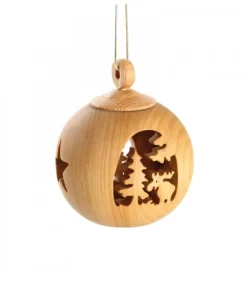 Waldfabrik, photophore en bois et étoile sapin de Noël Boule De Noël En Bois, Motif Elan, 6 Cm