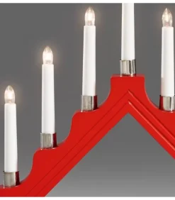 Konstsmide, guirlandes lumineuses de Noël Chandelier À 7 Branches En Bois, Rouge