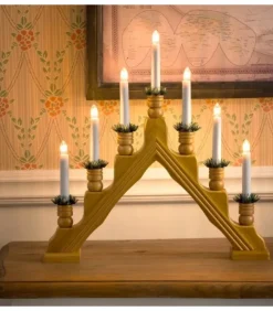 Konstsmide, guirlandes lumineuses de Noël Chandelier 7 Bougies Electriques En Bois De Chene