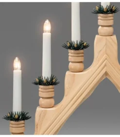 Konstsmide, guirlandes lumineuses de Noël Chandelier 7 Branches Electrique En Bois Naturel