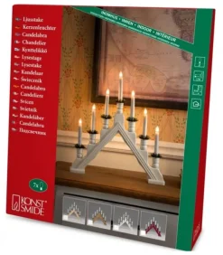 Konstsmide, guirlandes lumineuses de Noël Chandelier 7 Branches Electrique En Bois Naturel