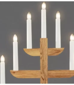 Konstsmide, guirlandes lumineuses de Noël Chandelier 7 Branches En Bois De Chene Huile, 46 Cm