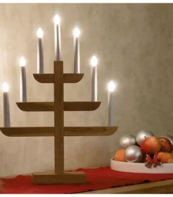 Konstsmide, guirlandes lumineuses de Noël Chandelier 7 Branches En Bois De Chene Huile, 46 Cm