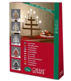 Konstsmide, guirlandes lumineuses de Noël Chandelier 7 Branches En Bois De Chene Huile, 46 Cm