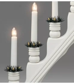 Konstsmide, guirlandes lumineuses de Noël Chandelier Blanc À 7 Branches, Bougies Electriques