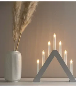 Konstsmide, guirlandes lumineuses de Noël Chandelier En Bois Scandinave, Laque Gris Mat, 7 Ampoules