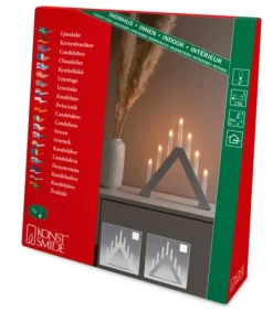Konstsmide, guirlandes lumineuses de Noël Chandelier En Bois Scandinave, Laque Gris Mat, 7 Ampoules
