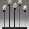 Konstsmide, guirlandes lumineuses de Noël Chandelier Led 5 Ampoules Rondes Ambrees En Metal Noir, 54 Cm