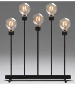 Konstsmide, guirlandes lumineuses de Noël Chandelier Led 5 Ampoules Rondes Ambrees En Metal Noir, 54 Cm