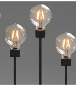 Konstsmide, guirlandes lumineuses de Noël Chandelier Led 5 Ampoules Rondes Ambrees En Metal Noir, 54 Cm