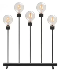 Konstsmide, guirlandes lumineuses de Noël Chandelier Led 5 Ampoules Rondes Ambrees En Metal Noir, 54 Cm