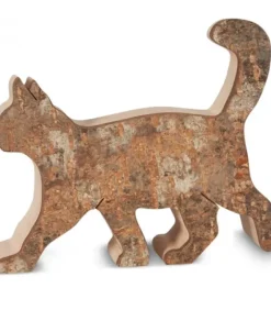 Waldfabrik, photophore en bois et étoile sapin de Noël Chat En Bois Marchant, 9,5 Cm