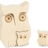 Waldfabrik, photophore en bois et étoile sapin de Noël Chouette En Bois Avec Deux Bebes Chouettes, 10 Cm