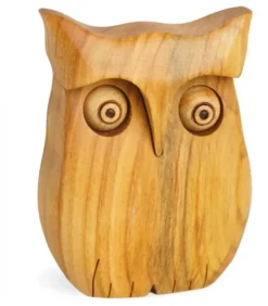 Waldfabrik, photophore en bois et étoile sapin de Noël Chouette En Bois Poli, 9 Cm