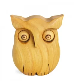 Waldfabrik, photophore en bois et étoile sapin de Noël Chouette En Bois Poli, 6,5 Cm