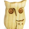 Waldfabrik, photophore en bois et étoile sapin de Noël Chouette En Bois Poli Avec Enfant, 9 Cm