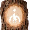 Waldfabrik, photophore en bois et étoile sapin de Noël Crèche A Poser En Ecorce De Bois, 18 Cm