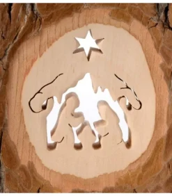 Waldfabrik, photophore en bois et étoile sapin de Noël Crèche A Poser En Ecorce De Bois, 11 Cm