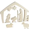 Waldfabrik, photophore en bois et étoile sapin de Noël Crèche De Noël Avec Nativite, Bois Naturel, 15 Cm
