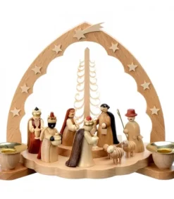 Richard Glasser, Pyramides de Noël allemandes Crèche De Noël En Bois Avec Bougeoir 18 Cm