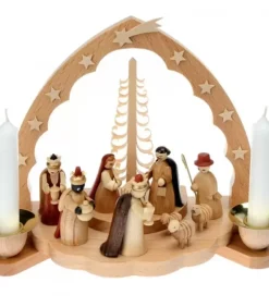 Richard Glasser, Pyramides de Noël allemandes Crèche De Noël En Bois Avec Bougeoir 18 Cm