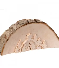 Waldfabrik, photophore en bois et étoile sapin de Noël Crèche De Noël En Relief, Taillee Dans Un Rondin De Bois, 12 Cm