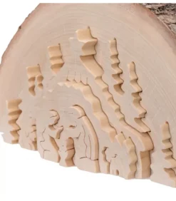 Waldfabrik, photophore en bois et étoile sapin de Noël Crèche De Noël En Relief, Taillee Dans Un Rondin De Bois, 27 Cm