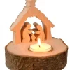 Waldfabrik, photophore en bois et étoile sapin de Noël Crèche De Noël Sur Rondin De Bois Avec Bougeoir