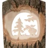 Waldfabrik, photophore en bois et étoile sapin de Noël Déco Bois En Ecorce, Motif Elan Dans La Foret, 18 Cm