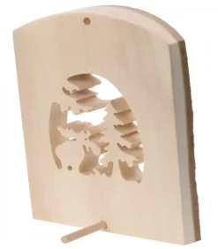 Waldfabrik, photophore en bois et étoile sapin de Noël Déco Bois En Ecorce, Motif Elan Dans La Foret, 18 Cm